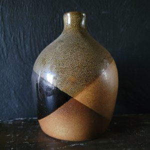 Vintage Mid Century Pottery Craft USA Stoneware Glaze Dipped Brown Bud Vase